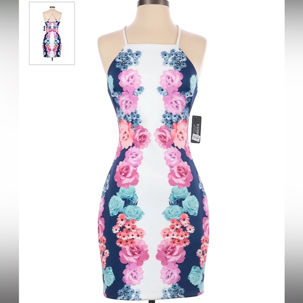 Guess Los Angeles White Floral Bodycon Dress